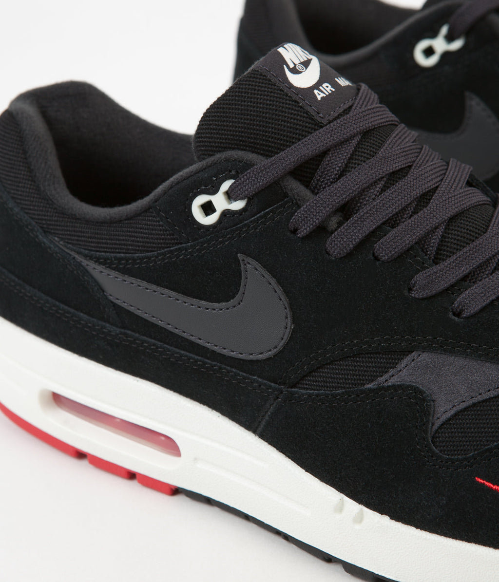 Nike Air Max 1 Premium Black University Red Sail Oil Grey STASP